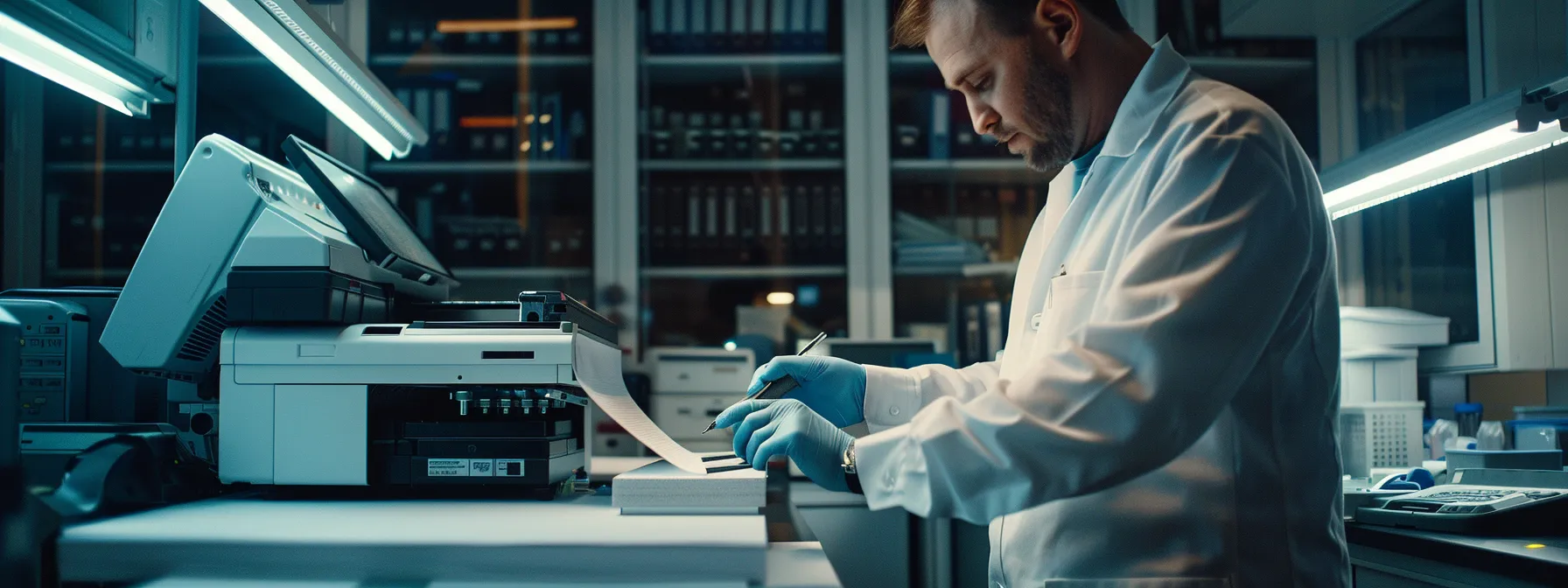 Selecting the Right Sharp Copier Repair Technician in New Jersey 11 a technician with a sharp manufacturer certification repairing a copier, surrounded by tools and equipment, showcasing expertise and experience.