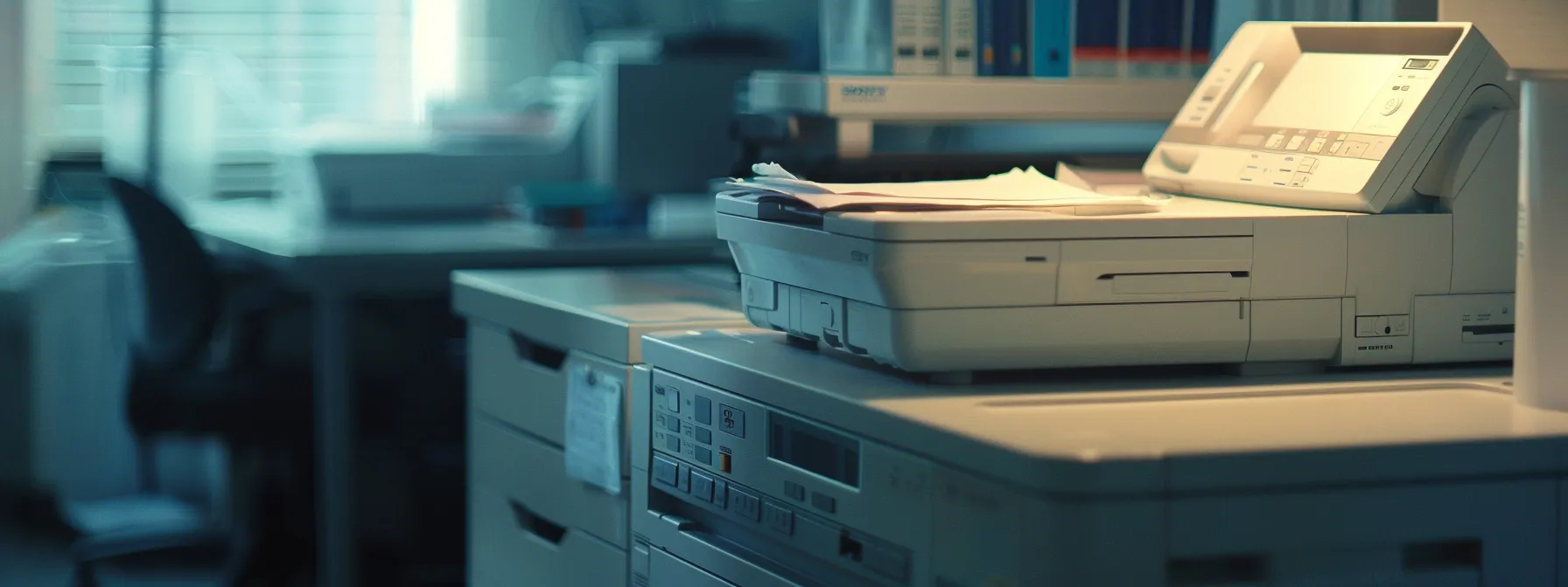 Effective Strategies for Photocopier Ink and Toner Conservation 11 a close-up of a clean, well-maintained photocopier with updated software and cartridges neatly organized, reflecting optimal performance and efficiency.