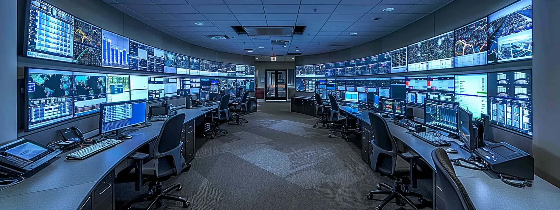 Real-Time Threat Detection Solutions: A Complete Guide to Enhancing Your Security Posture 10 a network operations center with analysts monitoring screens displaying real-time security alerts and anomalies detected by sophisticated behavioral analytics and machine learning systems.