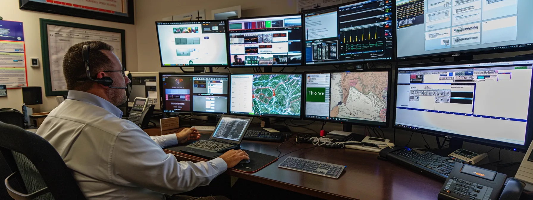 Real-Time Threat Detection Solutions: A Complete Guide to Enhancing Your Security Posture 11 a vigilant security professional monitoring multiple screens displaying real-time threat alerts to enhance the organization's security posture.