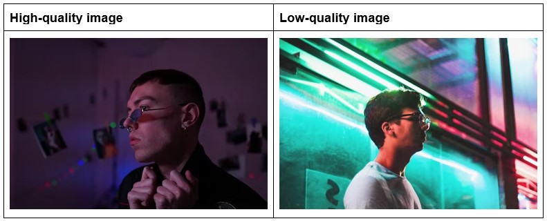 High quality image vs low quality image