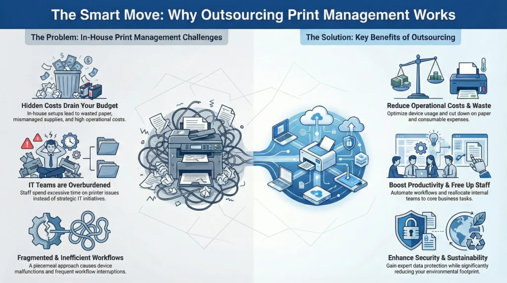 Infographic about The Benefits of Outsourcing Print Management Services