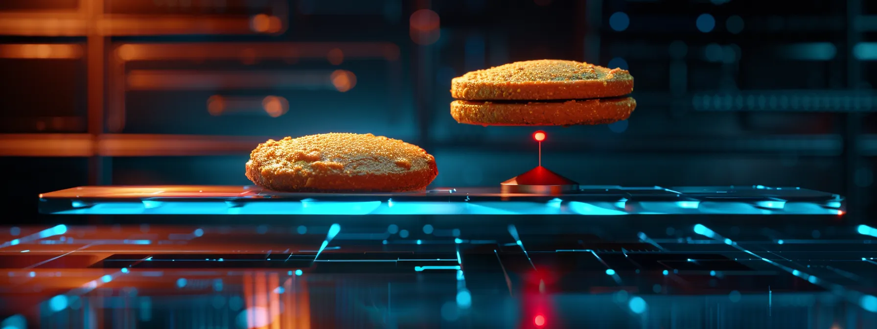 a close-up photo of a tracking pixel and a cookie sitting on a digital scale, symbolizing the delicate balance between data collection and user privacy.