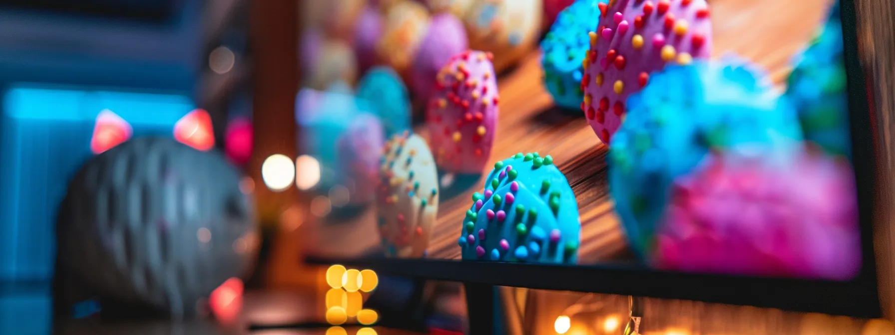 a close-up shot of a computer screen showing colorful cookies popping up on a vibrant website, illustrating the vital role they play in personalizing user experiences.