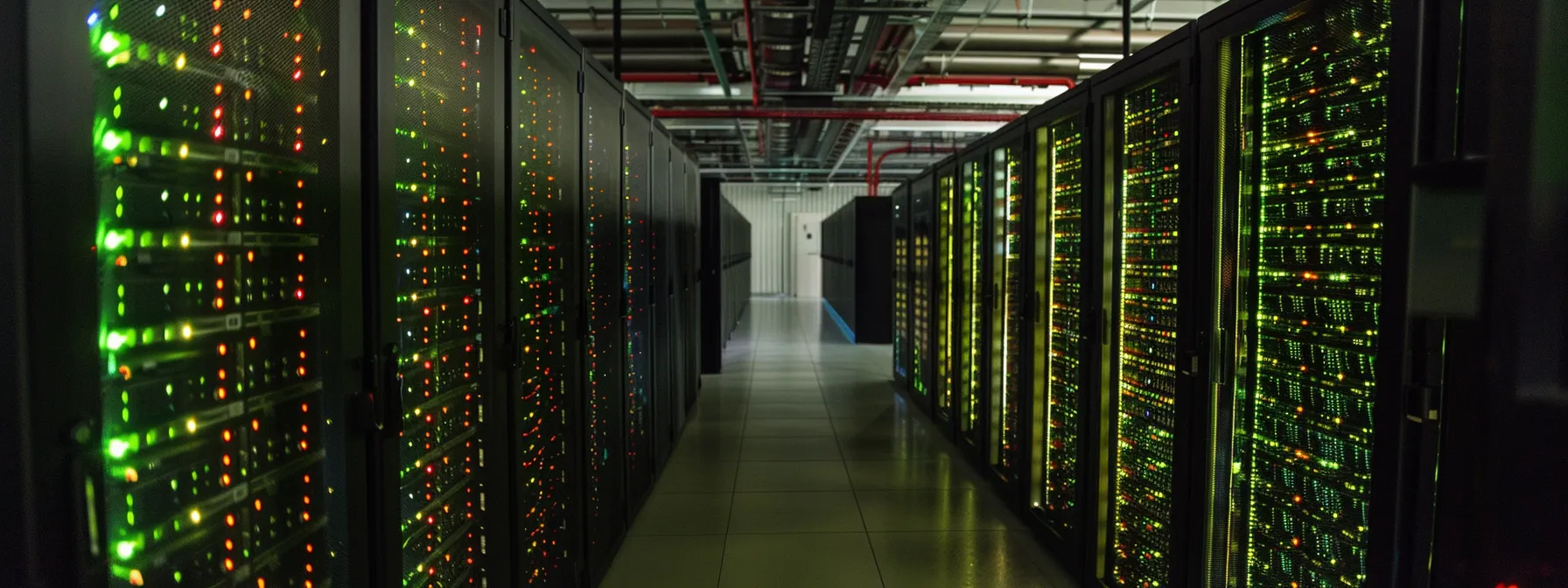 a futuristic data center filled with glowing servers and interconnected networks, symbolizing the transformative power of cloud computing.