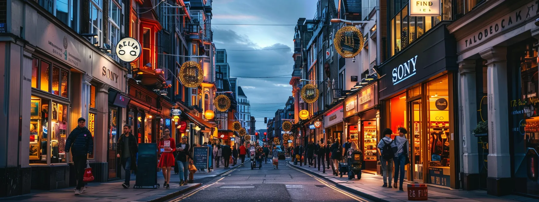 a bustling city street lined with vibrant storefronts, showcasing the power of seo in driving customer traffic and boosting online visibility for businesses.