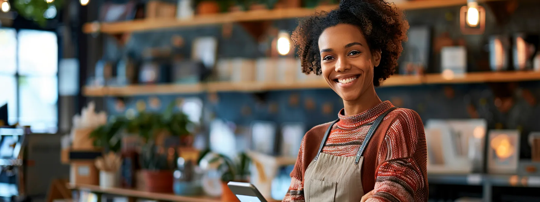 Unlocking Cost Benefits With Managed Print Services: A Guide to Maximizing Savings 14 a small business owner smiling in front of a sleek, cost-effective mps setup, showcasing significant savings and efficient cost optimization strategies.