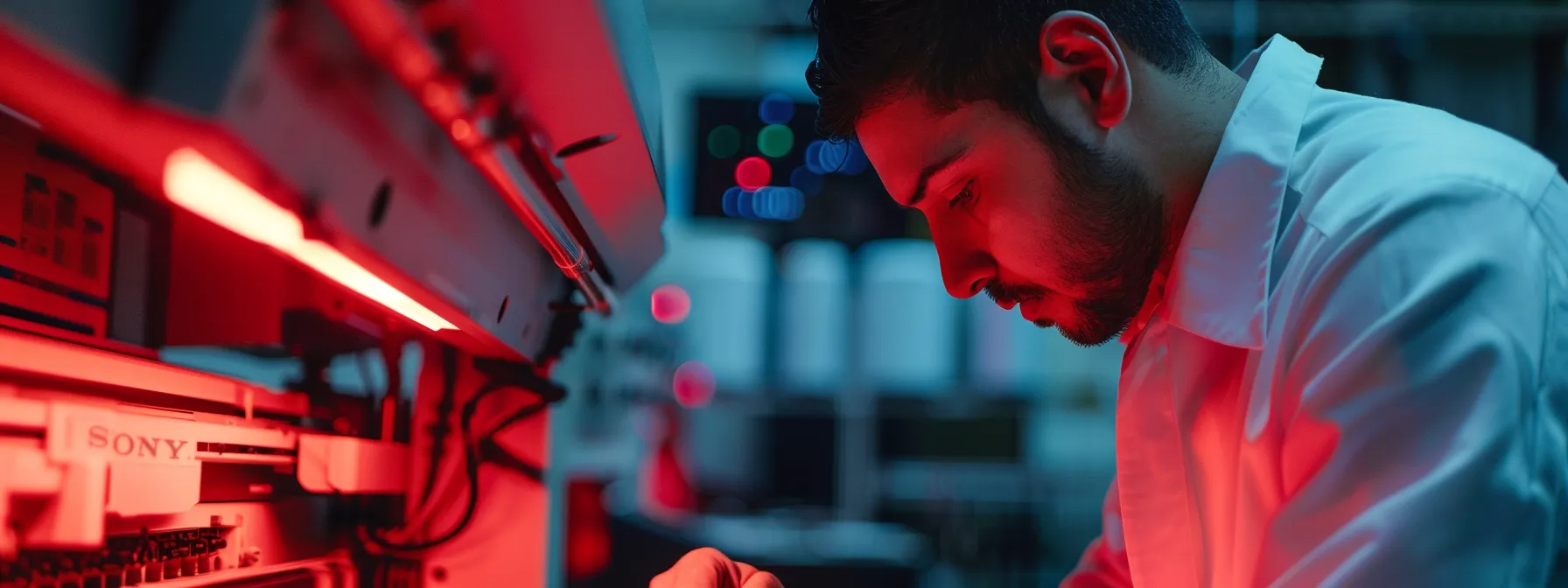 a technician studying a brother copier screen displaying a bright red error code, illustrating the importance of error code awareness in troubleshooting.