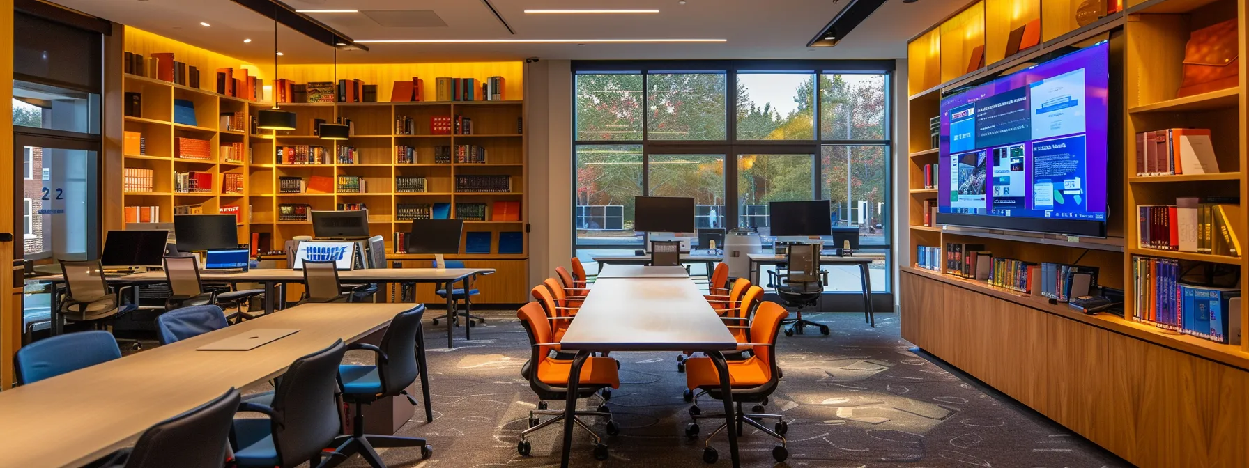 Key Benefits of Identity and Access Management Solutions 16 a captivating workspace brimming with vibrant learning resources, showcasing an array of insightful books, sleek digital devices displaying online courses, and dynamic conference materials on identity and access management, all illuminated by soft, focused lighting to inspire knowledge and innovation.