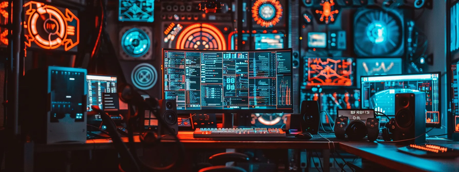 a dimly lit room illuminated by a flickering computer screen displays a distressed individual surrounded by warning signs of a ransomware attack, emphasizing the urgency of taking action against cyber threats.