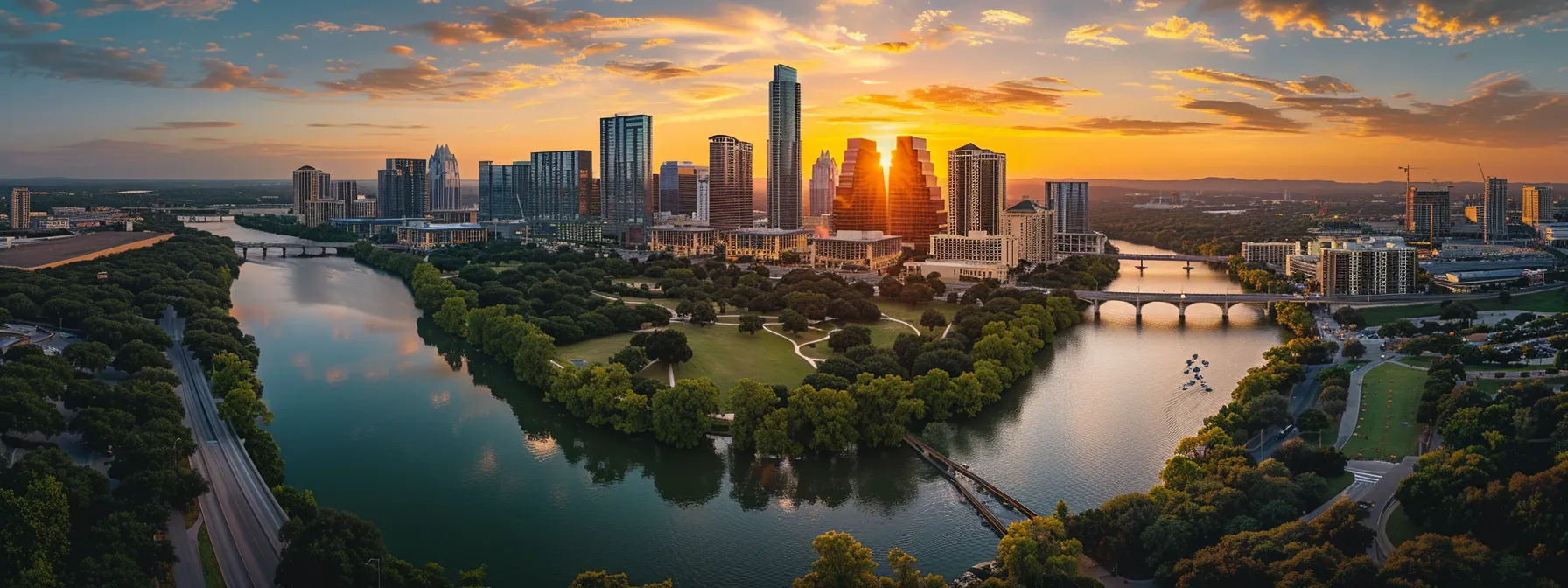 Understanding Cloud Management: Definition, Benefits, and Comprehensive Guide 13 a dynamic aerial view of a bustling city skyline during sunset, with vibrant clouds reflecting golden hues, symbolizing the seamless integration and optimization of cloud management strategies in modern operations.