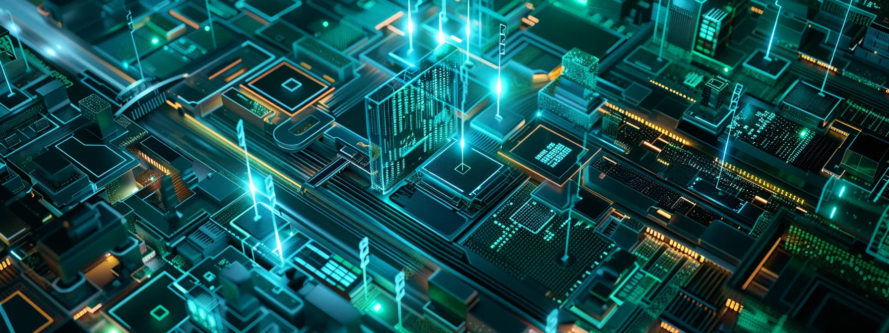 Understanding Zero Trust Security: Key Principles and Model Explained 14 a dynamic and visually striking representation of a modern cybersecurity landscape, showcasing a digital fortress surrounded by a network of glowing locks and sensors, symbolizing the robust implementation of a zero trust security model against a backdrop of deep blue and green tones.