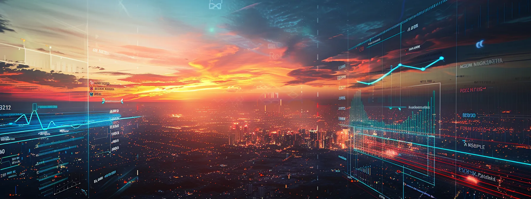 a dynamic cloud-filled landscape showcases a vibrant digital dashboard filled with varied telemetry data graphs and anomaly alerts, symbolizing the challenges of application performance monitoring in complex cloud-native environments, illuminated by a warm sunset glow.