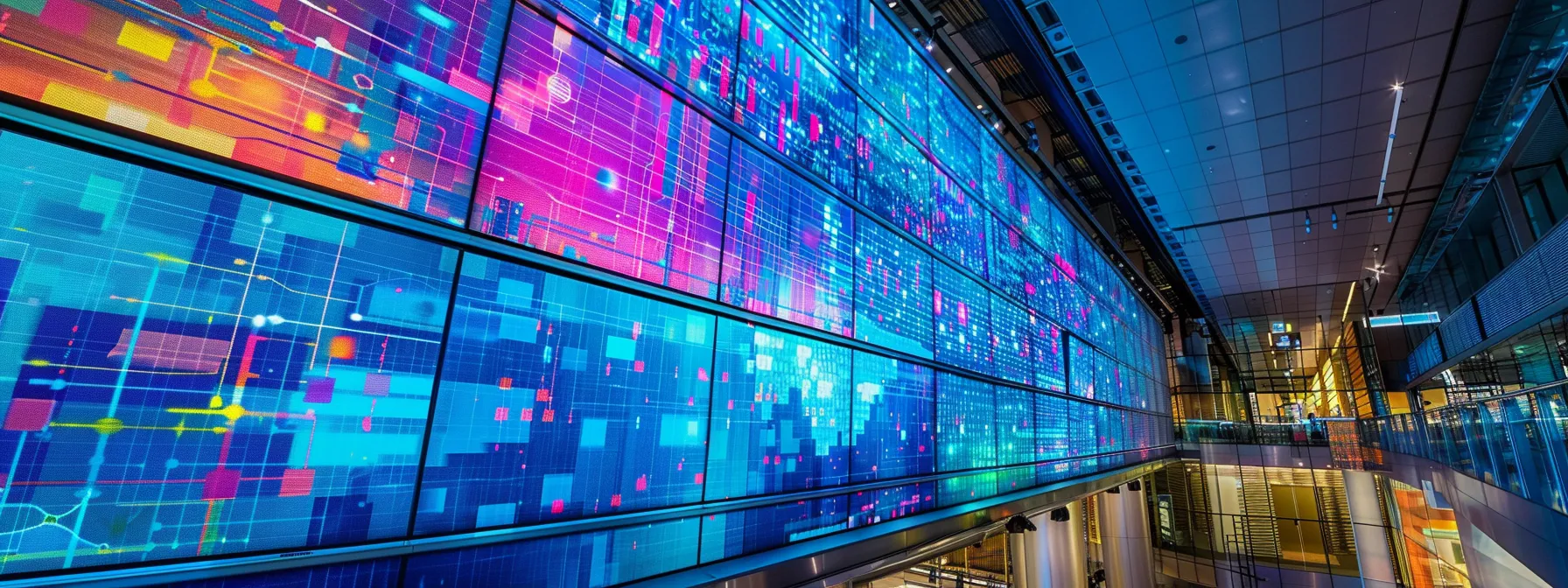 Comprehensive IoT Implementation Guide for Businesses 9 a dynamic, high-tech workspace showcases a large digital screen displaying iot network diagrams and analytics, illuminated by vibrant led lights, symbolizing the integration and optimization of advanced technologies in manufacturing processes.
