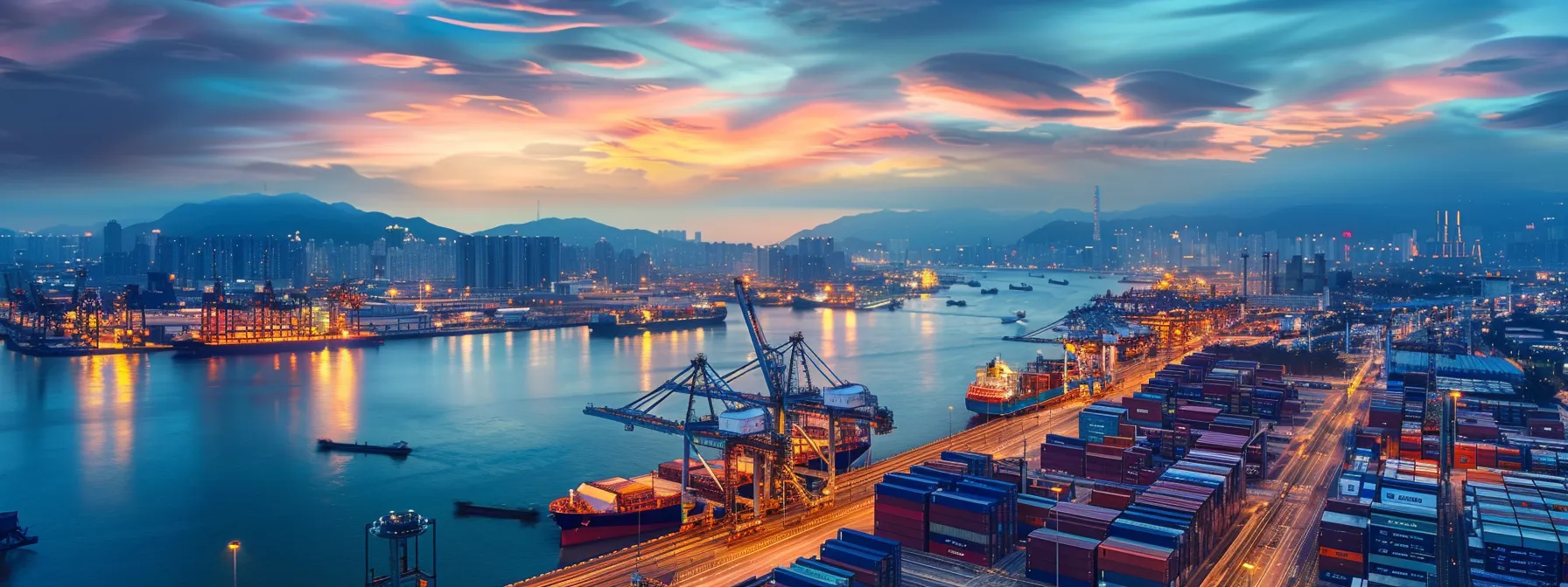 a dynamic, high-tech shipping port is illuminated at dawn, showcasing advanced container management systems and cloud-native technologies in action, symbolizing the future of secure and efficient logistics.