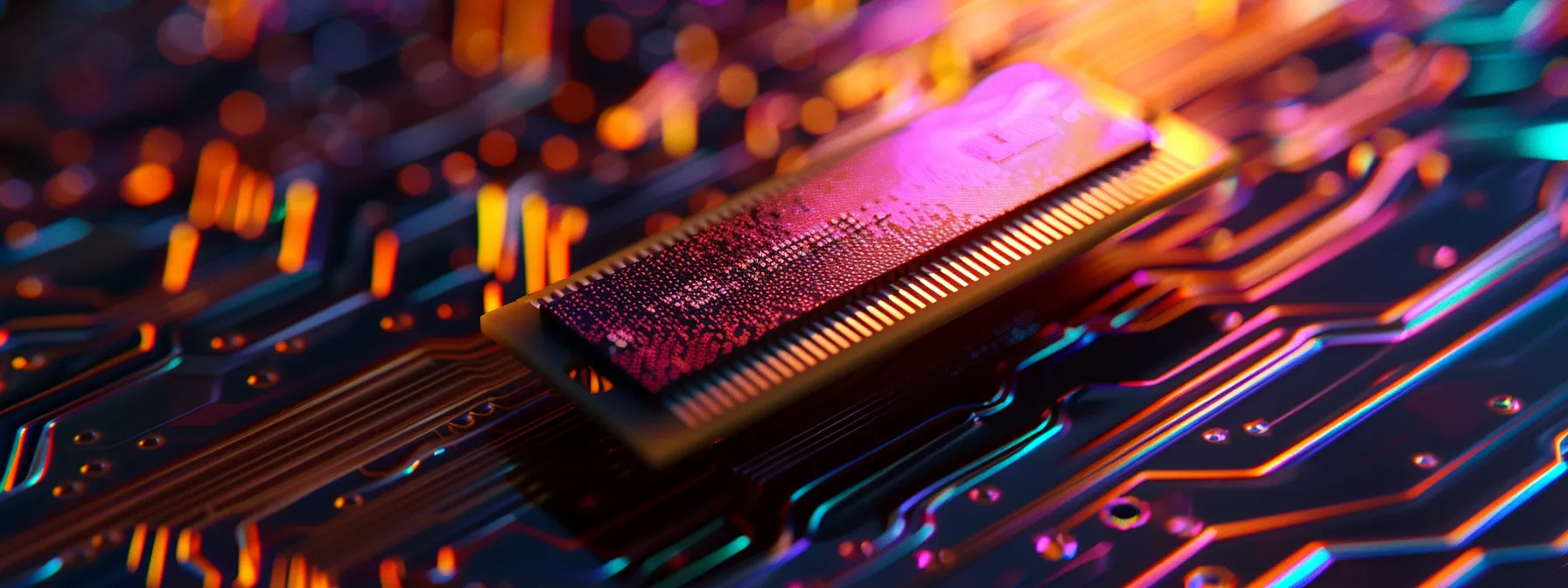 a futuristic flash memory chip glows with vibrant energy, surrounded by swirling digital data streams, symbolizing the groundbreaking innovations and sustainable advancements shaping the future of technology.