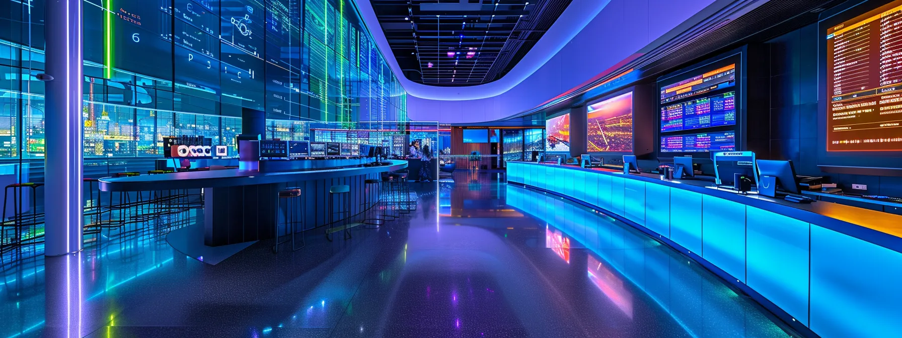 a sleek, modern control center showcases a digital display of automated workflows and data streams, illuminated by vibrant blue and green lights, symbolizing seamless integration and robust security in a dynamic enterprise environment.