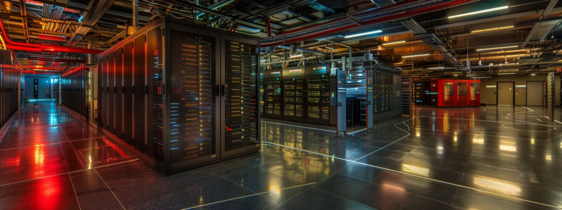 What You Need to Know About Network Virtualization 14 a sleek, modern data center filled with illuminated servers and virtual network interfaces, showcasing dynamic visualizations of resource management and scalability in a vibrant, digitally-enhanced environment.