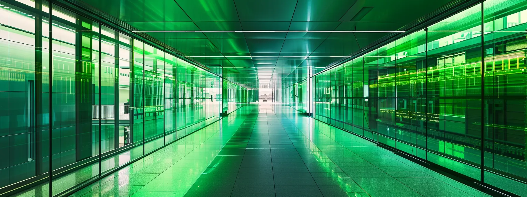 Understanding Cloud Management: Definition, Benefits, and Comprehensive Guide 9 a sleek, modern data center with vibrant green technology elements symbolizes efficient cloud management, surrounded by dynamic visualizations of data flow and resource optimization.