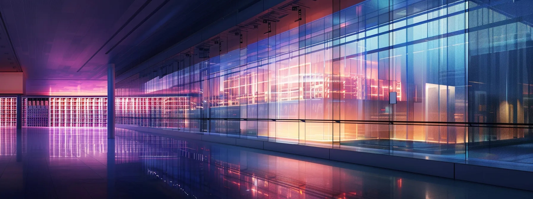 Understanding Zero Trust Security: Key Principles and Model Explained 11 a sleek, modern data center with glistening servers surrounded by a translucent barrier, symbolizing enhanced network security and microsegmentation in a vibrant multicloud environment.