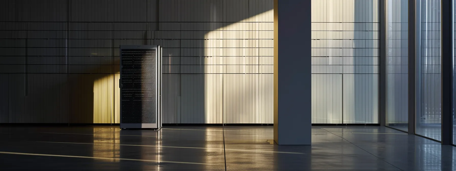 a sleek, modern network-attached storage unit illuminated by a soft, ambient light against a minimalist backdrop, symbolizing the harmony of advanced technology and data security.