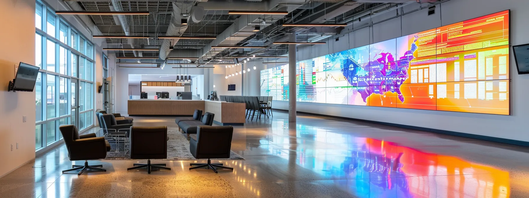 a sleek, modern office environment bustling with professionals engaged in digital workflow discussions, showcasing vibrant charts and graphs projected on a wall, symbolizing the dynamic nature of business process management in today’s economy.