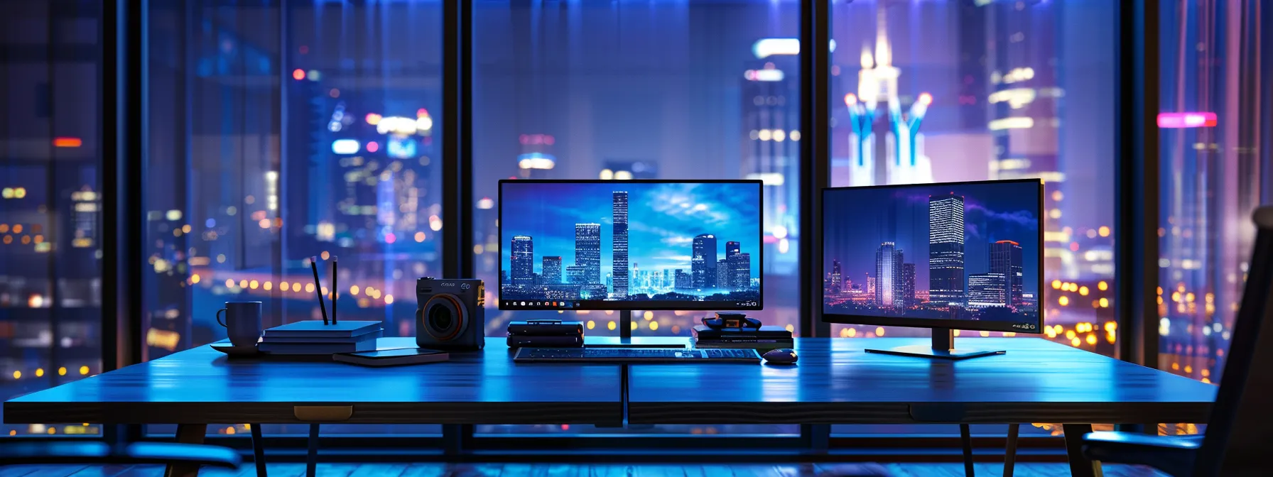 Understanding Unified Endpoint Management (UEM): A Comprehensive Overview 9 a sleek, modern office environment showcases diverse digital devices seamlessly connected on a central management dashboard, illuminated by soft, ambient lighting, symbolizing the efficiency and security of unified endpoint management in a remote work setting.