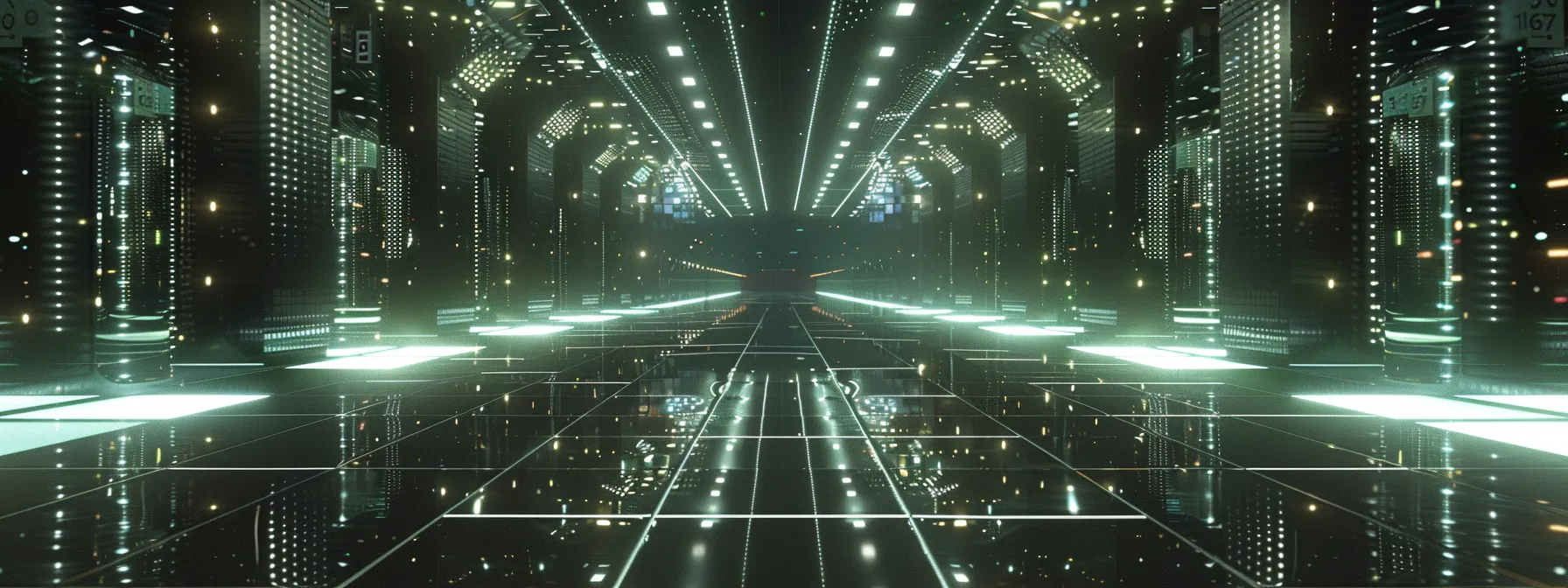 a sleek, modern server room filled with illuminated virtual servers, showcasing their intricate architecture and glowing indicators that symbolize advanced hypervisor technology at work in a dynamic digital transformation.