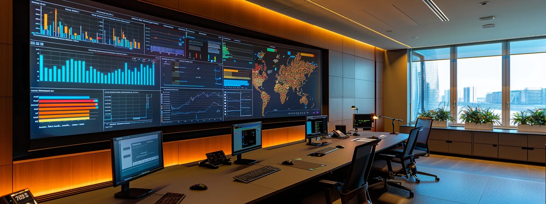 a sleek, modern workspace bathed in soft natural light features a large monitor displaying colorful analytics and performance graphs, symbolizing the critical importance of application performance monitoring in enhancing organizational efficiency and reliability.