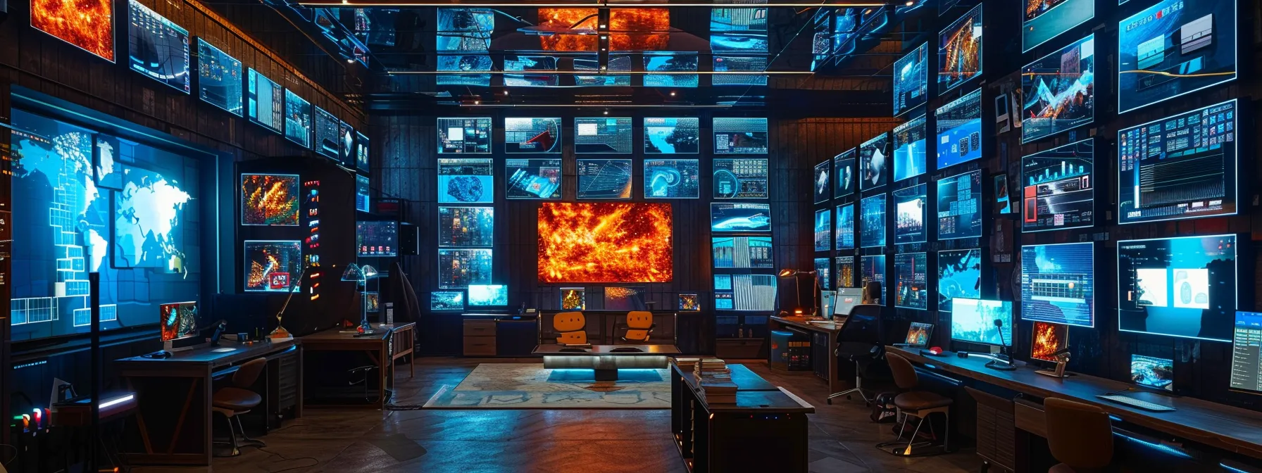 a vibrant, futuristic workspace showcases the seamless integration of human creativity and generative ai, with glowing screens displaying dynamic digital content, bathed in soft, ambient lighting that highlights the balance of innovation and tradition.