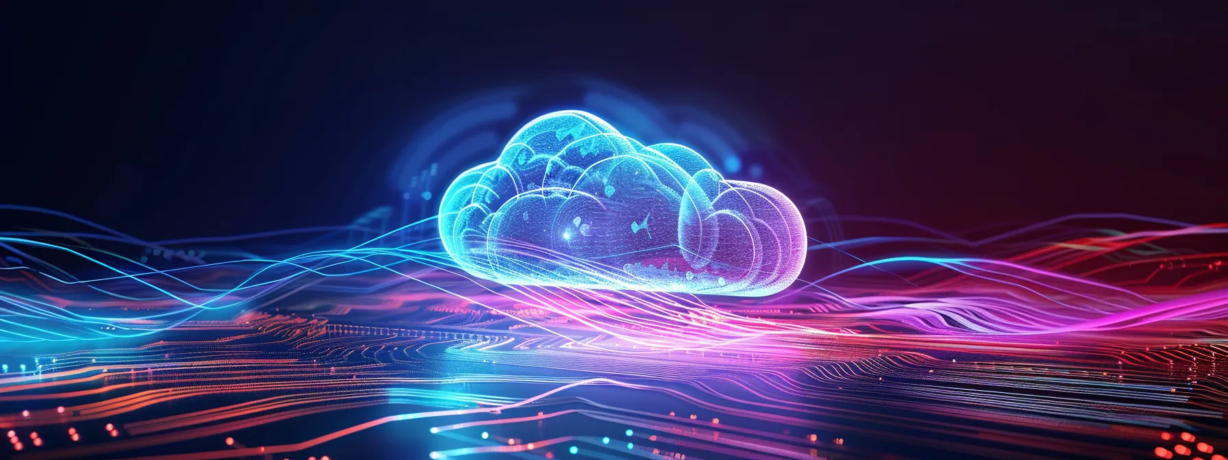 a vibrant, interconnected digital landscape showcasing a cloud-based integration platform, seamlessly linking diverse applications and data sources against a backdrop of dynamic, flowing data streams and illuminated connections.