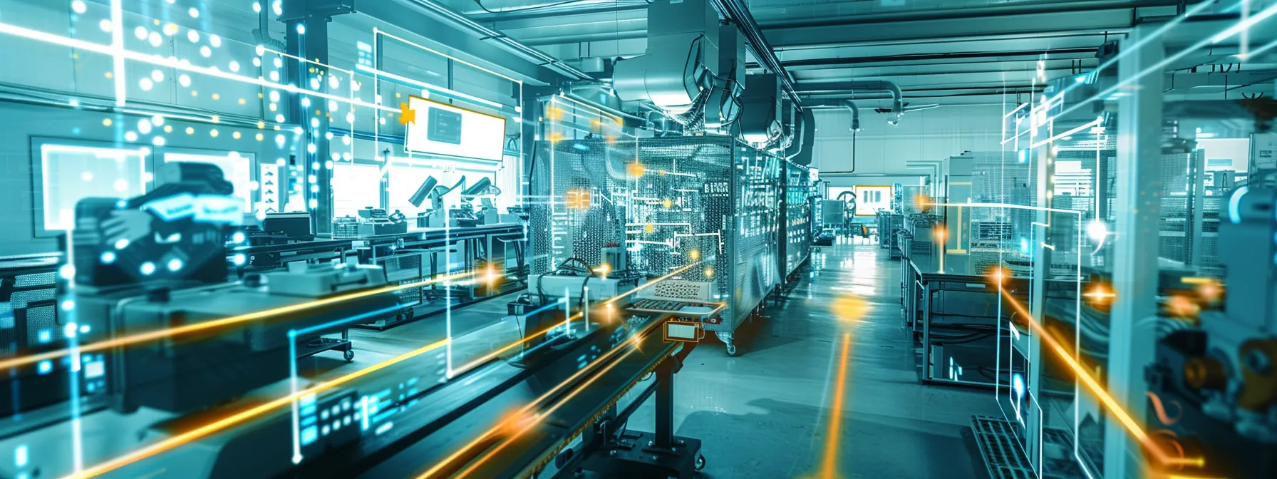 a vibrant manufacturing environment bustling with collaboration, showcasing diverse teams seamlessly integrating advanced technology, symbolizing the powerful influence of a strong organizational culture on successful digital transformation.