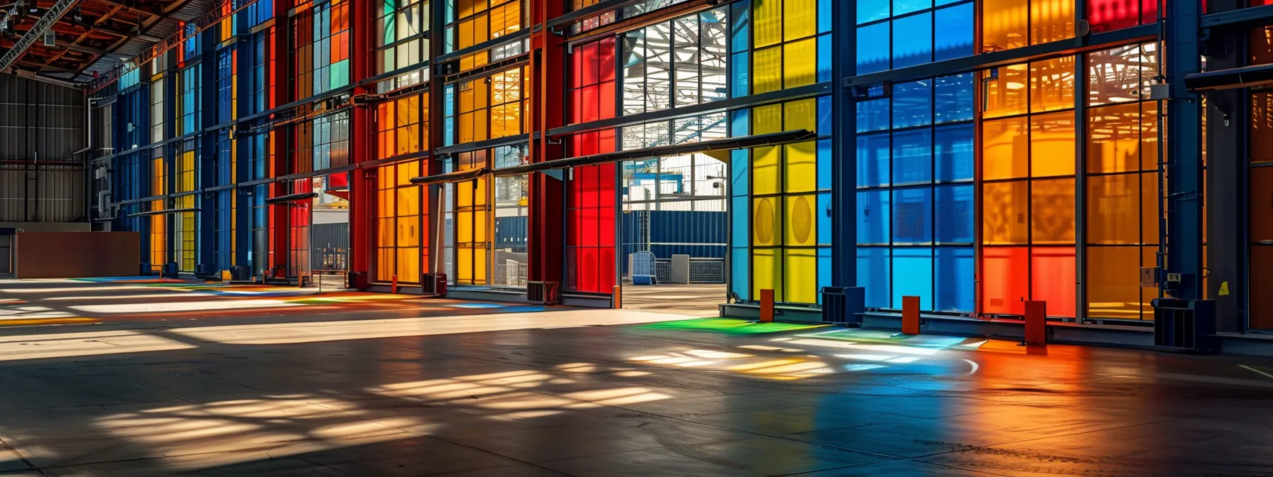 a vibrant warehouse filled with neatly organized shipping containers, illuminated by natural light filtering through large windows, symbolizing operational efficiency and effective resource management in modern industries.
