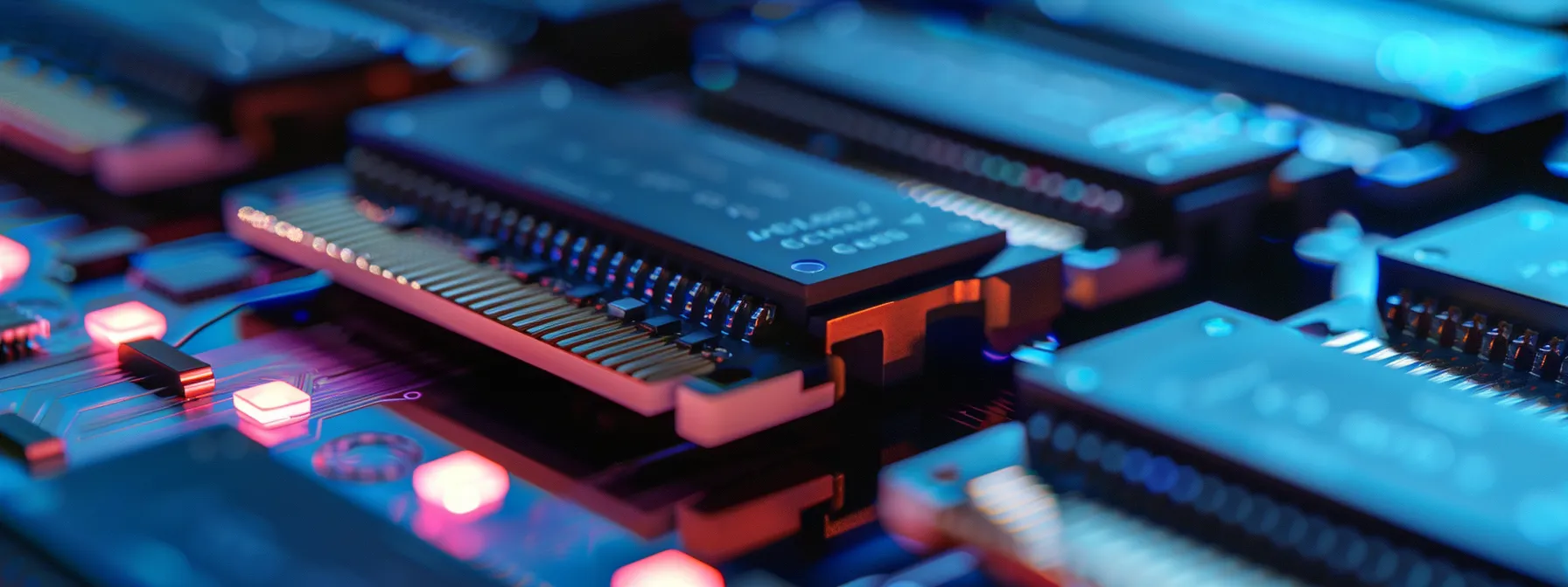 a visually dynamic close-up of intricate flash memory chips juxtaposed against a swirling abstract background of digital data flow, illuminated by soft, glowing blue lights to emphasize the cutting-edge technology theme.