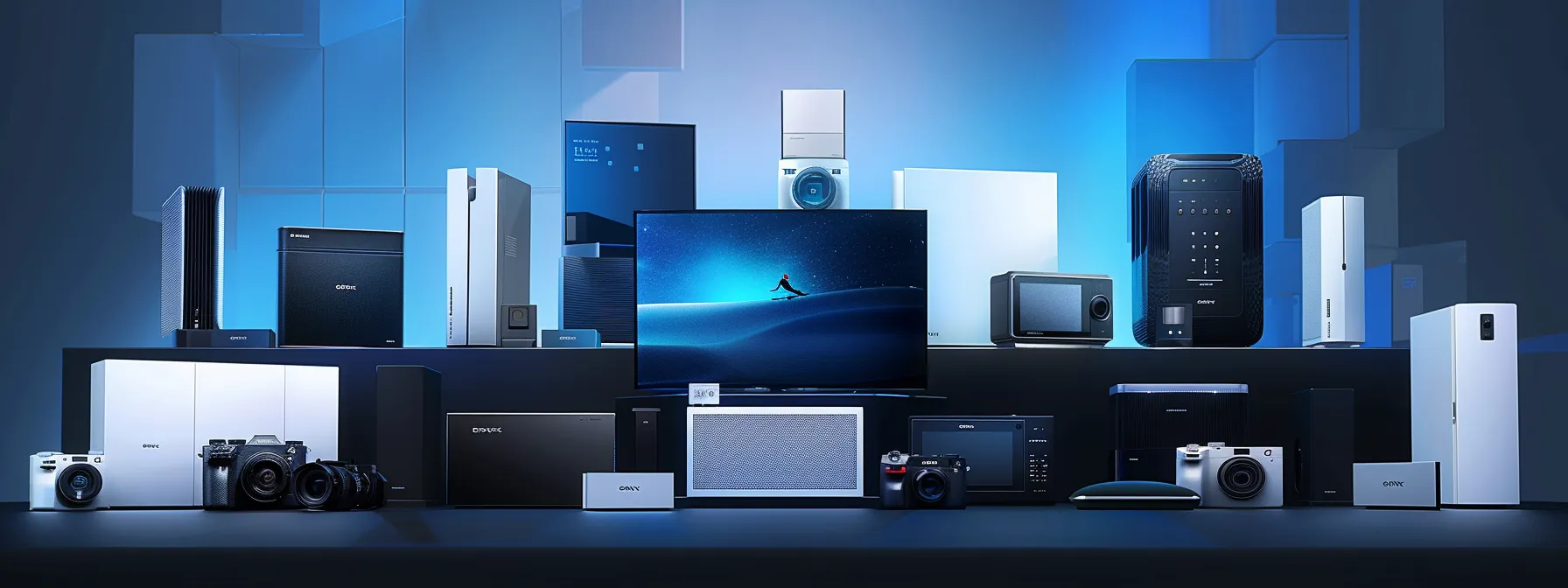 a visually striking display of various nas devices from leading brands like synology, qnap, western digital, and netgear, arranged in an engaging layout that highlights their distinctive designs and features against a sleek, modern tech backdrop.