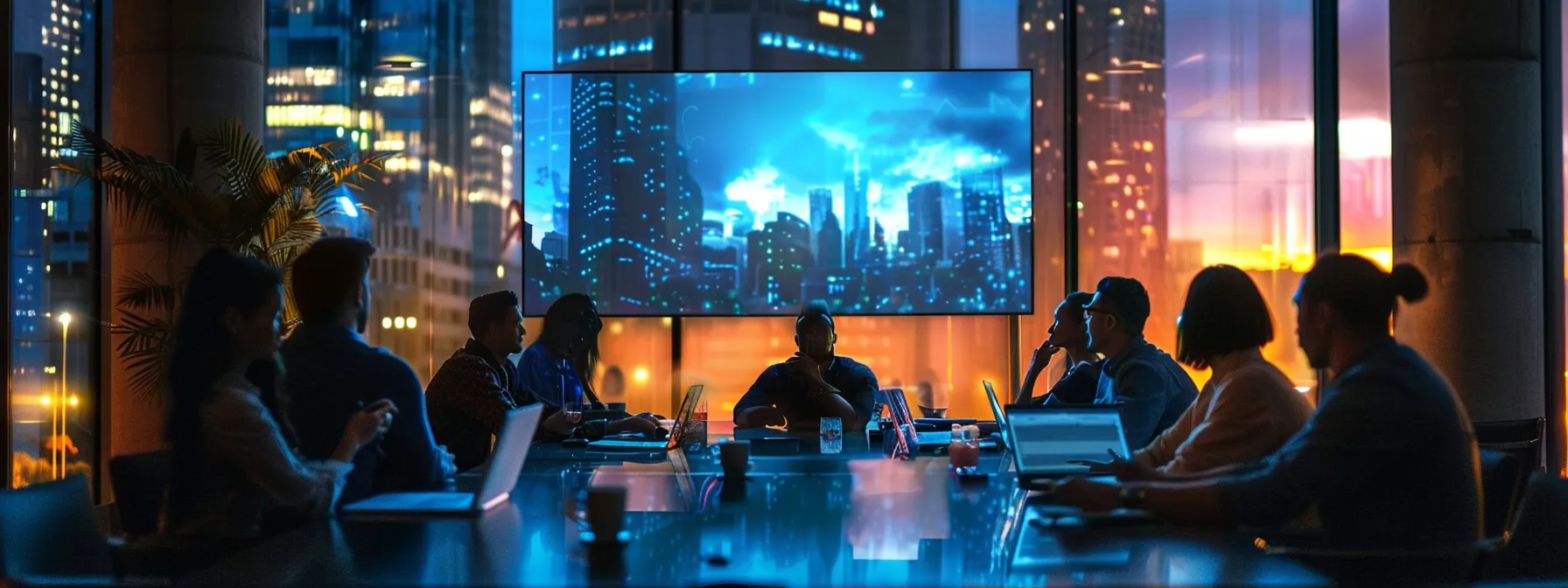 What Is Blackbox AI? Unpacking the Mystery Behind It 11 a sleek, modern office filled with dynamic professionals engaged in a collaborative brainstorming session around a large, high-tech conference table, illuminated by bright led fixtures that enhance the vibrant energy of the creative environment.