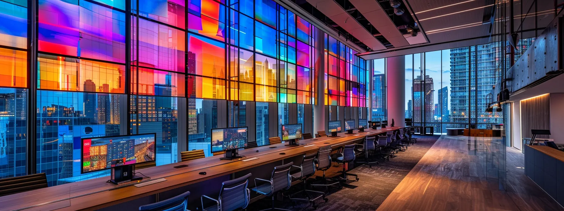 Secure Your Data With BitLocker Explained 13 a sleek, modern office space with a large glass window revealing a bustling city skyline, filled with vibrant colors and a dynamic atmosphere, exuding a sense of innovation and professionalism.