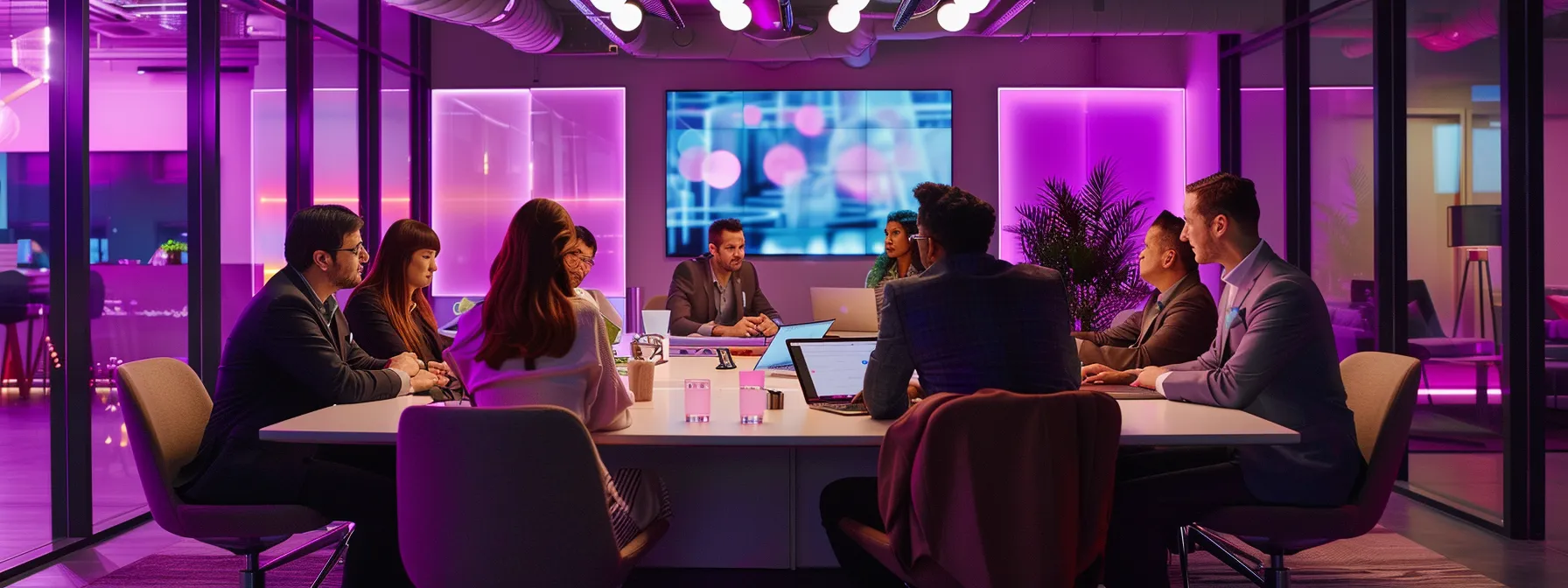 What Is Blackbox AI? Unpacking the Mystery Behind It 13 a sleek, modern office space is illuminated by vibrant led lights, showcasing a diverse team collaborating around a contemporary conference table, with cutting-edge technology seamlessly integrated into their brainstorming session.