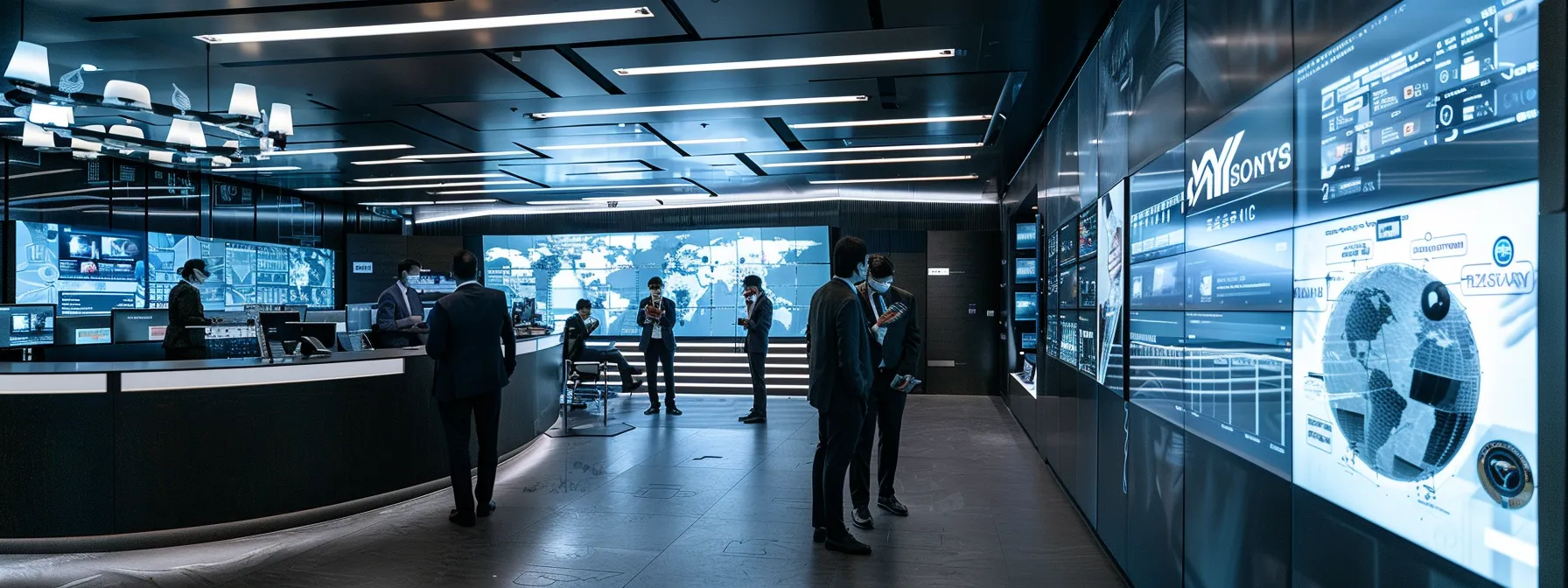 a modern, sleek office environment showcases diverse sales and marketing teams engaged in collaborative discussions, surrounded by digital displays of crm tools and performance metrics, symbolizing the integration of effective b2b sales strategies.