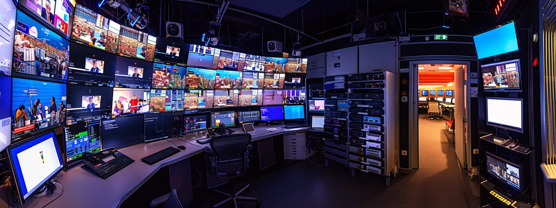 a sleek, modern control room filled with high-tech baseband units and digital displays, illustrating seamless communication and efficient network management in a vibrant urban setting.