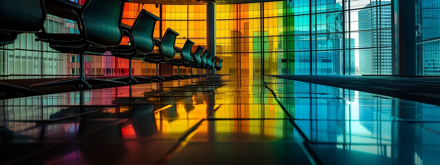 a sleek, modern office conference room features a large digital display showcasing a vividly colored bell curve, with key statistical components highlighted in a clear, engaging manner, emphasizing data trends and analysis.