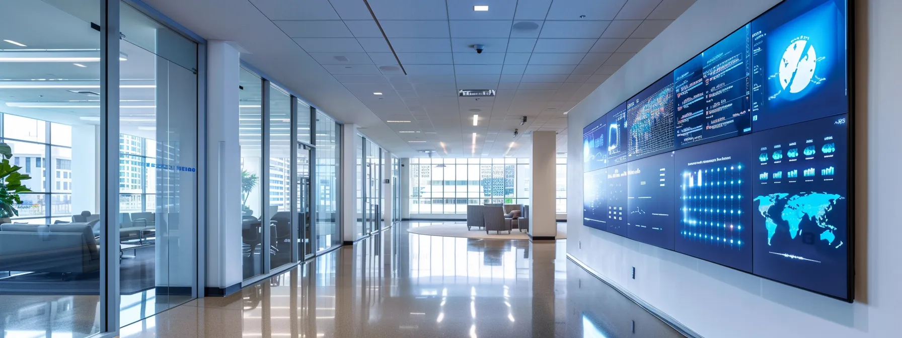 What is Behavioral Targeting? 11 a sleek, modern office space features a large digital display showcasing detailed analytics and user profiles for behavioral targeting advertising, emphasizing the dynamic interaction between technology and personalized marketing strategies.