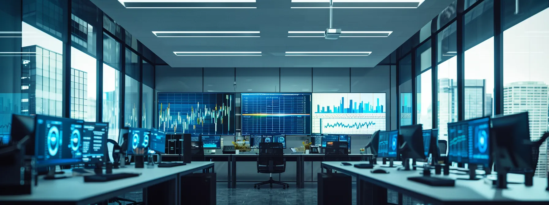 a sleek, modern office space filled with high-tech equipment and monitors displaying detailed graphs and waveforms, symbolizing the intricate workings of baseband technology in telecommunications.