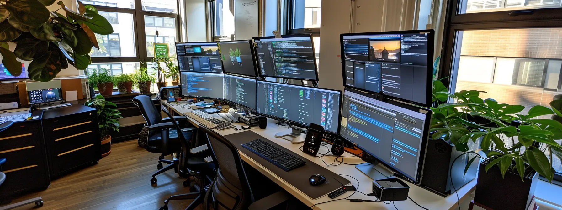 a sleek, modern office workspace features multiple computer screens displaying sophisticated batch file scripts and automation tools, illuminated by soft, ambient lighting that highlights the precision and efficiency of contemporary computing.