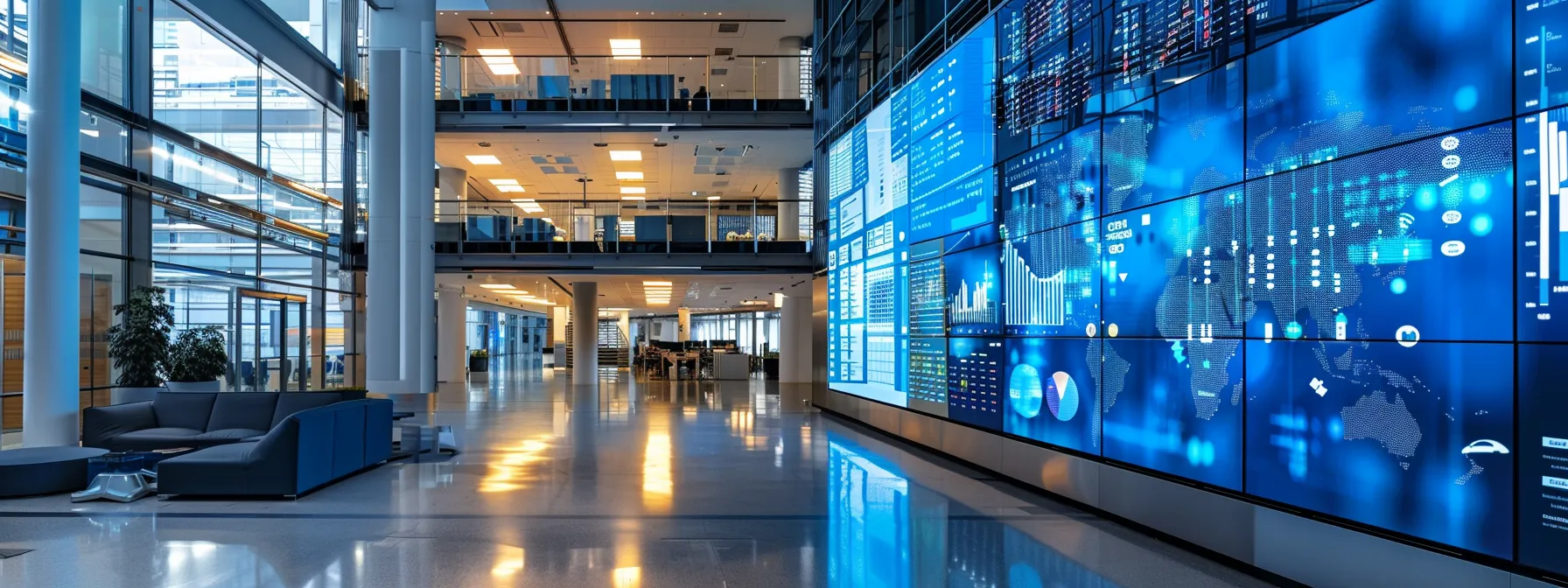 What is beamforming? 15 a sophisticated urban office space displays a large digital screen showcasing intricate data visualizations and graphs illustrating the complexities and challenges of beamforming technology, illuminated by sleek, modern lighting.