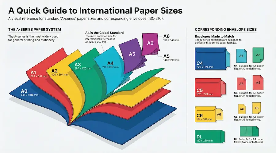 Measurements for International Paper Sizes & Envelope Dimensions