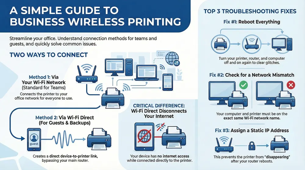 Infographic about How to Connect to a Wireless Printer